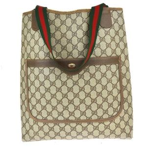 Gucci Vintage Sherry Line Coated Canvas Tote